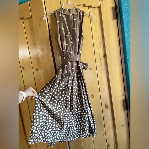 Anne Klein Dress Brown & White Polka Dot Cotton
Summer Dress Size 4 ( S ) - Picture 8 of 8